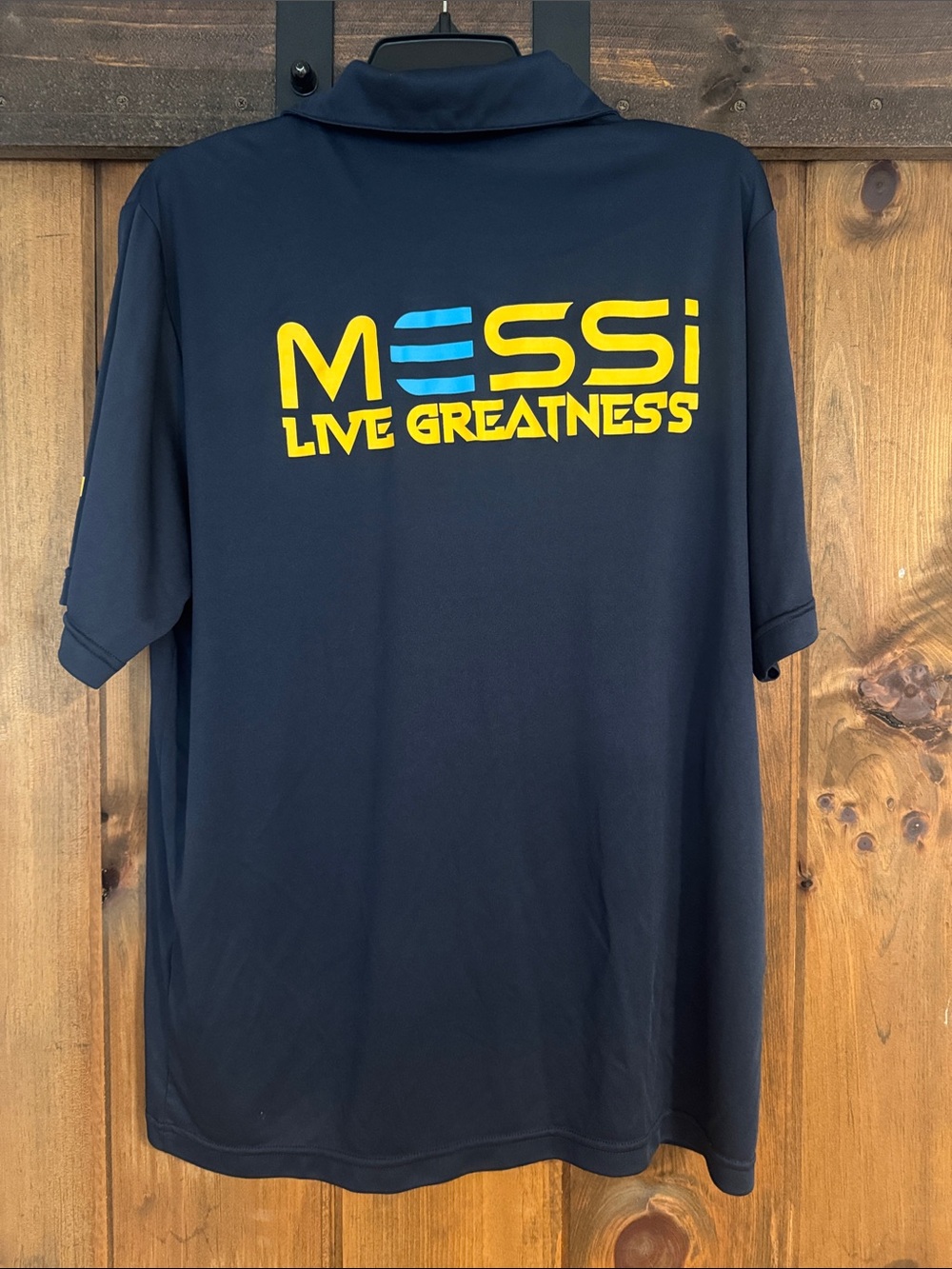 Men's Navy Performance Polo with Lionel Messi logo - Picture 3 of 5